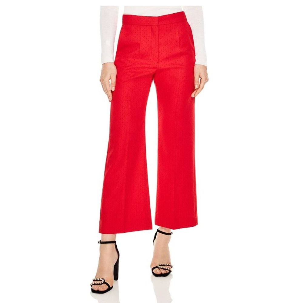 Sandro Instinct Wide-Leg Swiss Dot-Effect Pants 27" / Size 38 / Small / Red